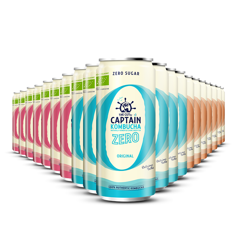 GUTsy Captain Kombucha Zero - Multi-Geschmacksrichtung Pack Dosen 20 x 250ml